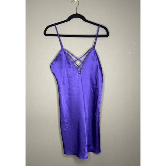 VTG Frederick's of Hollywood Women's Medium Blue Slip Dress Y2K - Picture 1 of 6